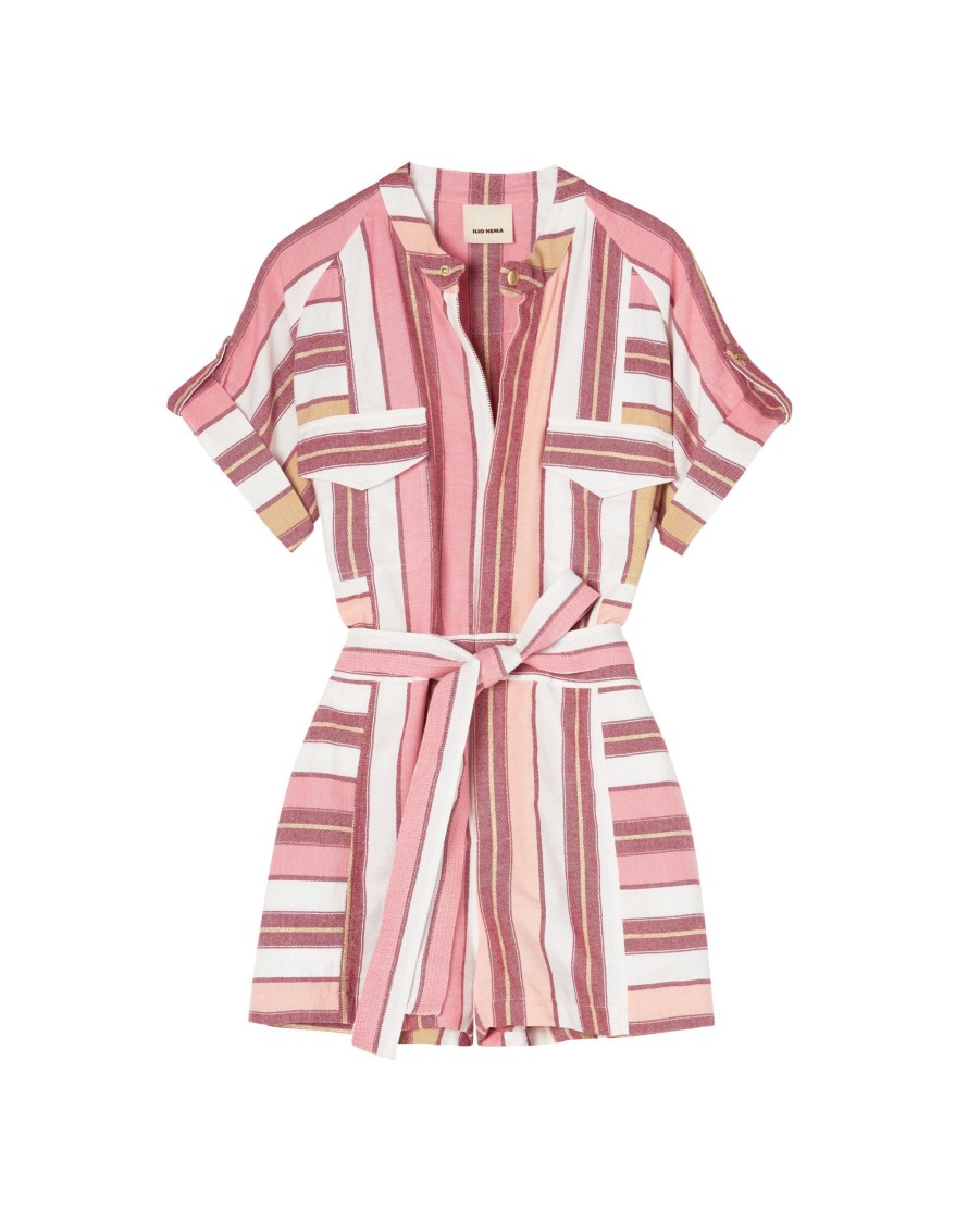 Women Fella | Ilio Nema Orpheus Playsuit Coral Fez Stripe