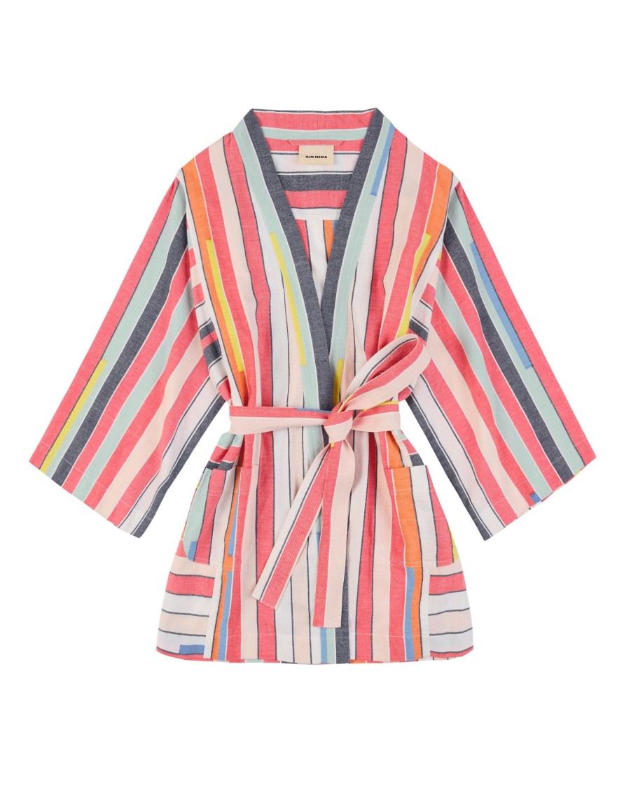 Women Fella | Ilio Nema Ariane Kimono Robe Bazaar Stripe