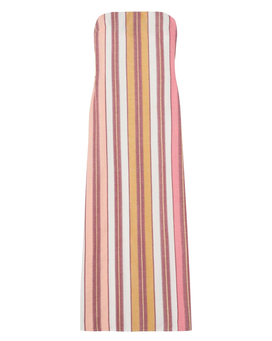 Women Fella | Ilio Nema Dione Strapless Dress Coral Fez Stripe