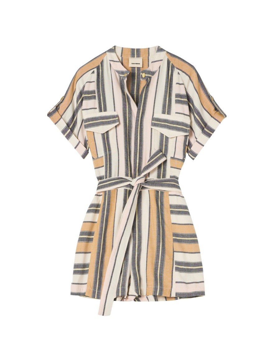 Women Fella | Ilio Nema Orpheus Playsuit Blue Fez Stripe